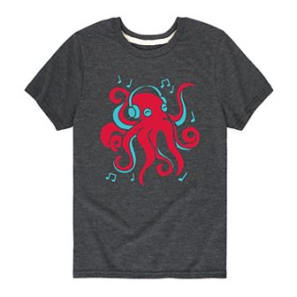 Boy 8-20 Octopus Headphones Graphic Tee