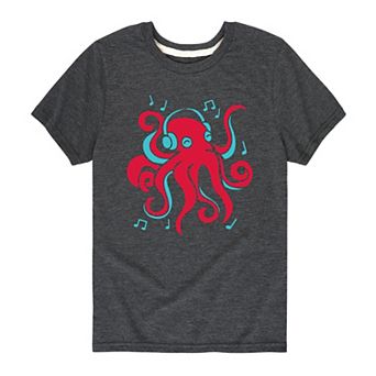 Boy 8-20 Octopus Headphones Graphic Tee