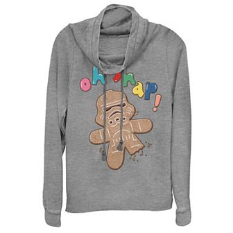 Juniors' Star Wars Stormtrooper Oh Snap! Gingerbread Cowlneck Graphic Lightweight Long Sleeve