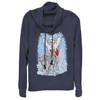 Juniors' Star Wars Holiday Sledding Cowlneck Graphic Lightweight Long Sleeve