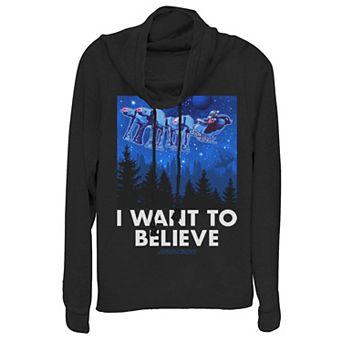 Juniors' Star Wars Santa Vader and The Flying Imperial Walkers Cowlneck Graphic Lightweight Long Sleeve