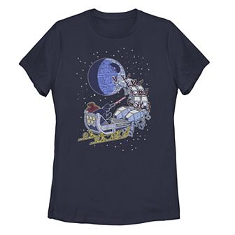 Juniors' Star Wars Christmas Darth Vader Sleigh Ride Graphic Tee