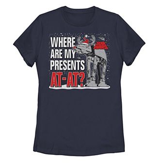Juniors' Star Wars Christmas Where Are My Presents AT-AT Tee