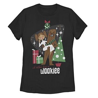 Juniors' Star Wars Christmas "I'd Rather Kiss A Wookiee" Tee