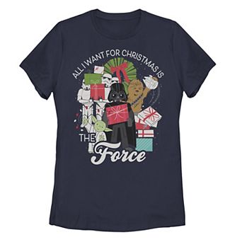 Juniors' Star Wars Darth Vader All I Want For Christmas Is The Force Tee