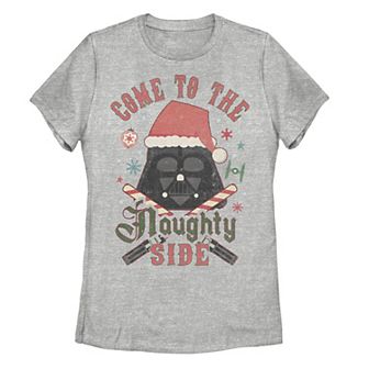 Juniors' Star Wars Christmas Darth Vader Come To The Naughty Side Tee