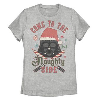 Juniors' Star Wars Christmas Darth Vader Come To The Naughty Side Tee