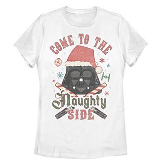 Juniors' Star Wars Christmas Darth Vader Come To The Naughty Side Tee