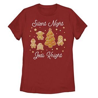Juniors' Star Wars Christmas Silent Night Jedi Knight Gingerbread Tee