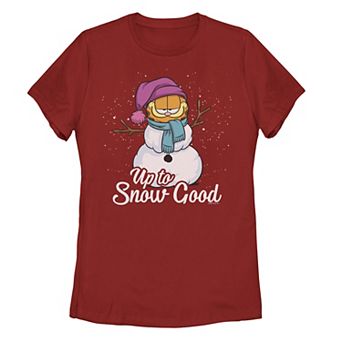 Juniors' Garfield "Up To Snow Good" Snowman Graphic Tee