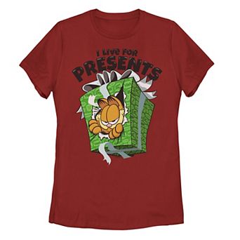 Juniors' Garfield "I Live For Presents" Christmas Graphic Tee