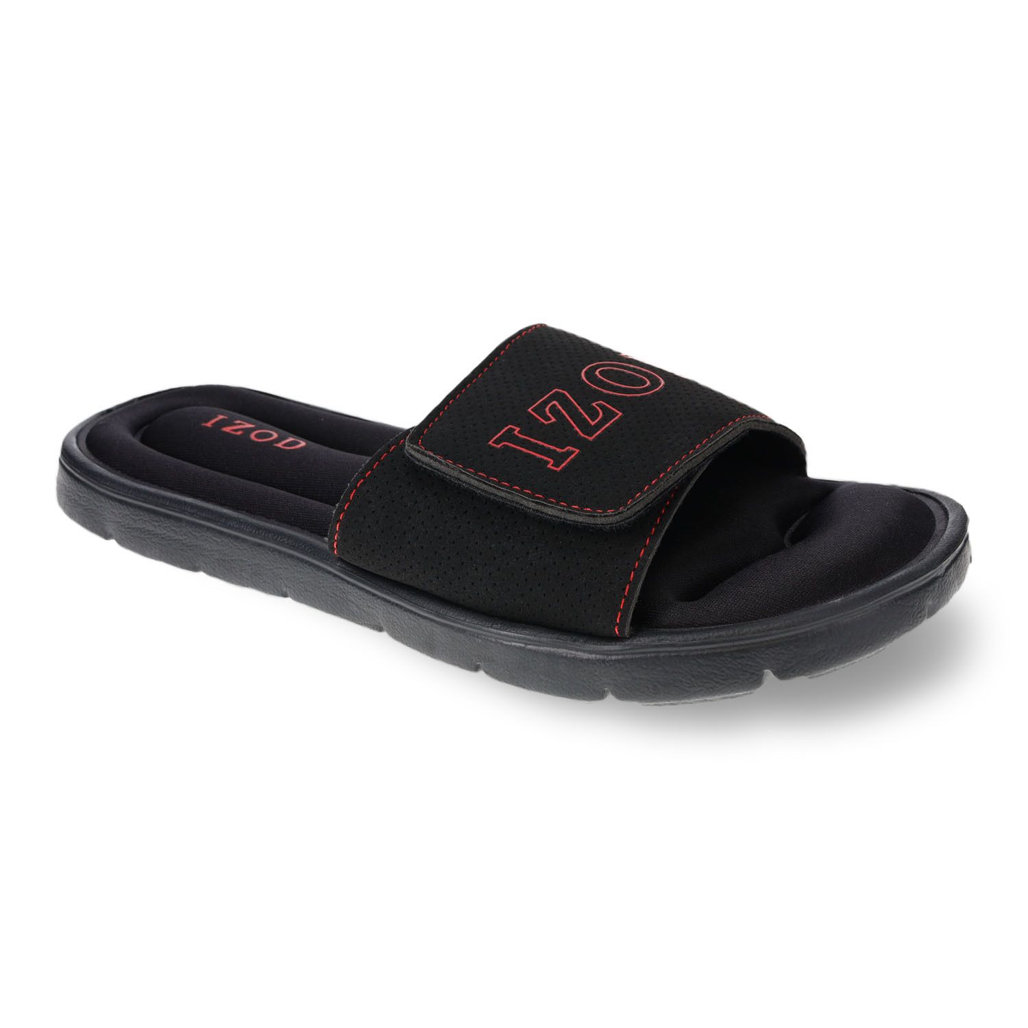 IZOD Black & White Slide-In Sandals with Wide (Velcro) Strap Izod Sandals Womens 9 M Alyssa Strap Slip On Slide Black  main image 3