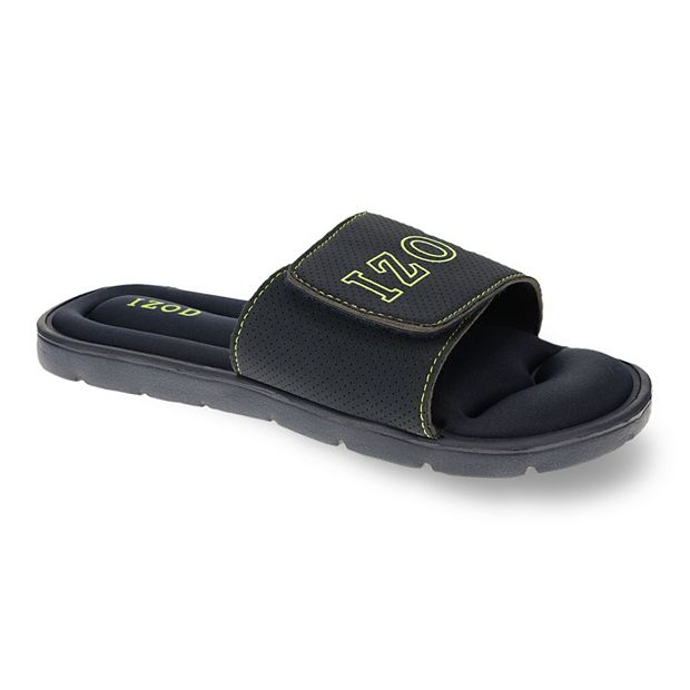 Mens slide sandals with memory outlet foam