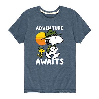 Boy 8-20 Peanuts Snoopy "Adventure Awaits" Graphic Tee
