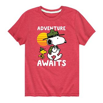 Boy 8-20 Peanuts Snoopy "Adventure Awaits" Graphic Tee