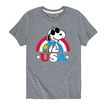 Boy 8-20 Peanuts Snoopy "USA" Rainbow Graphic Tee