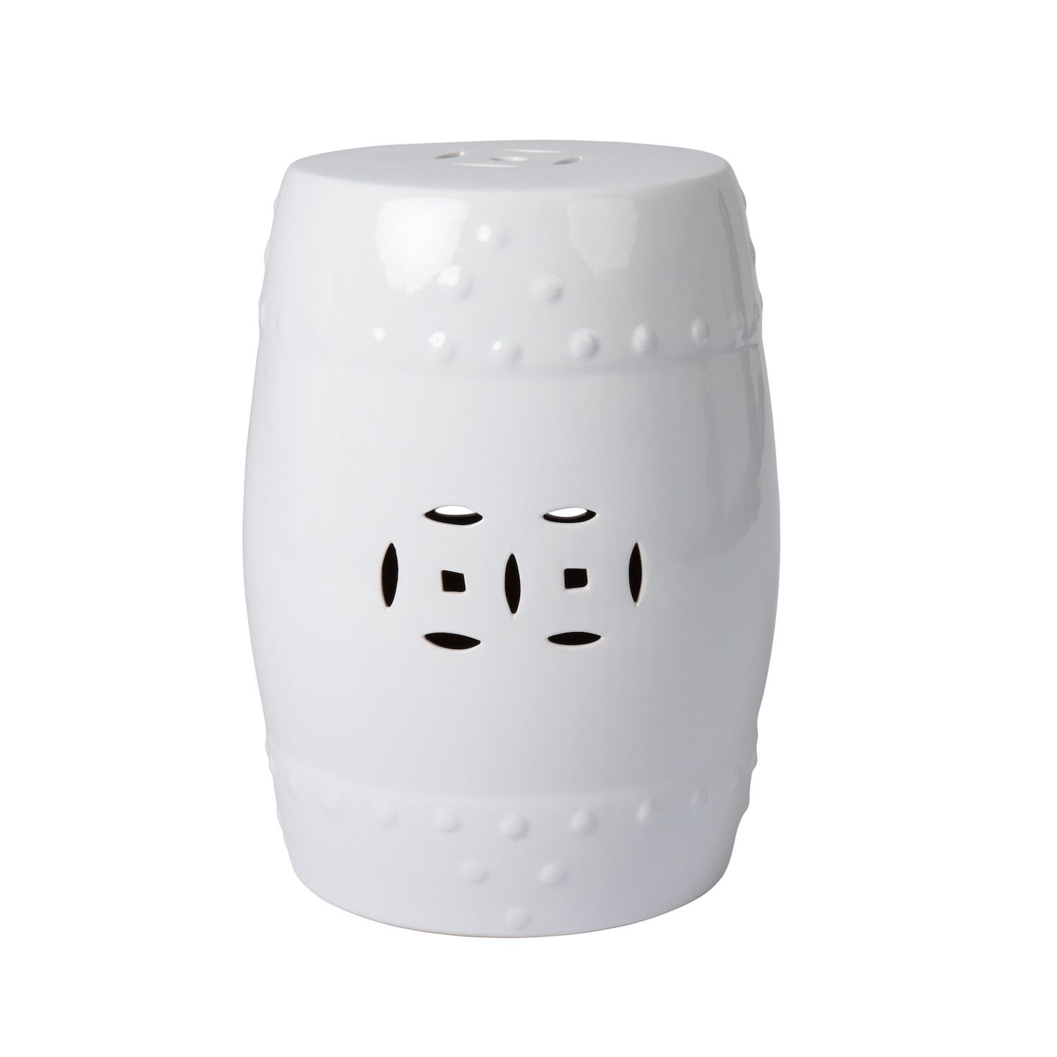 Zorgnar 18" Modern Bohemian Arrow Pattern Drum Indoor Garden Stool