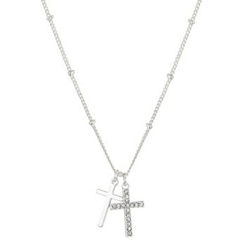 Brilliance Preciosa Crystal Double Cross Beaded Necklace