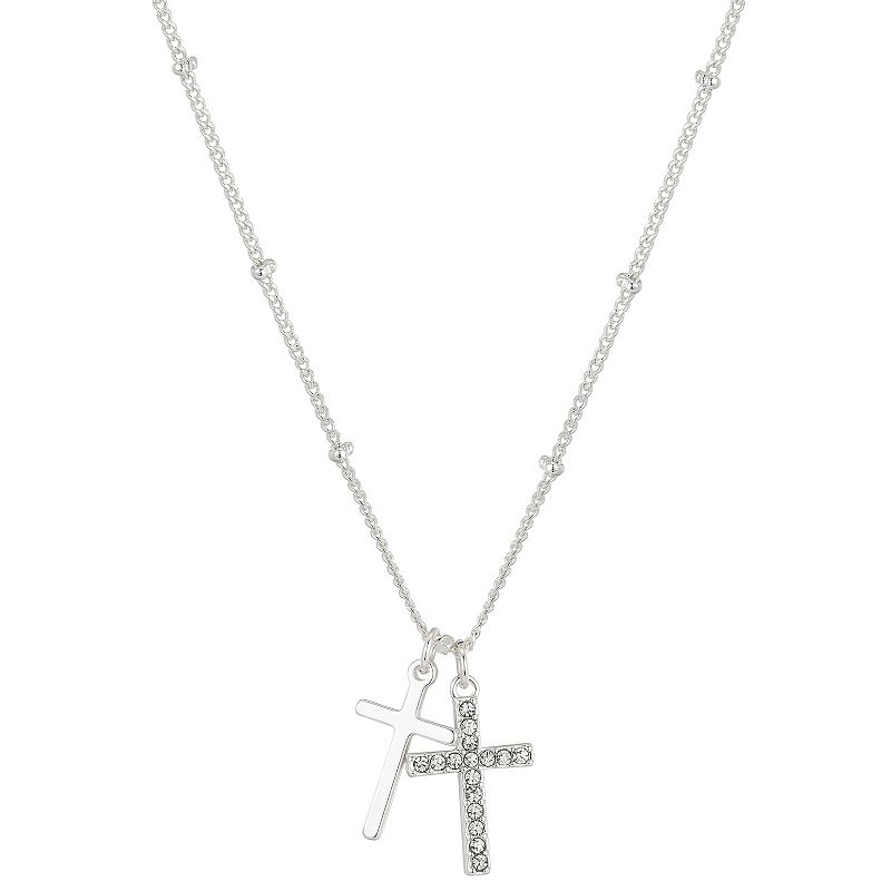 Brilliance Preciosa Crystal Double Cross Beaded Necklace, Womens, Size: 1