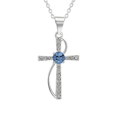 Brilliance Blue & White Preciosa Crystal Cross Necklace