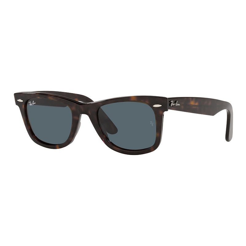 Ray-Ban RB2140 Wayfarer Sunglasses, Blue Looking for a classic look for sunny days? These Ray-Ban wayfarer sunglasses are the perfect pick. Looking for a classic look for sunny days? These Ray-Ban wayfarer sunglasses are the perfect pick. Frame material: acetate Lens material: crystal Lens color: blue Standard hinges Hard case included Exclusive to Kohls Imported Model number: RB2140 This product may contain Bisphenol A and Nickel. For more information go to www.P65Warnings.ca.gov.FIT DETAILS How do I find my frame size? Silhouette: square Size: One Size. Color: Navy. Gender: male. Age Group: adult.