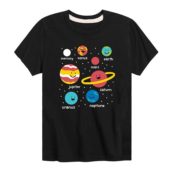 Boys 8-20 Labled Planets Graphic Tee