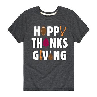 Boys 8-20 "Happy Thanksgiving" Icons Graphic Tee