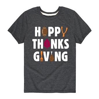 Boys 8-20 "Happy Thanksgiving" Icons Graphic Tee