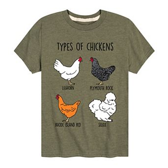 Boys 8-20 Types Of Chickens Graphic Tee