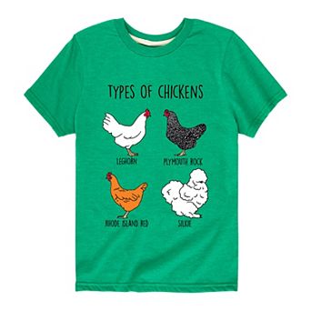 Boys 8-20 Types Of Chickens Graphic Tee