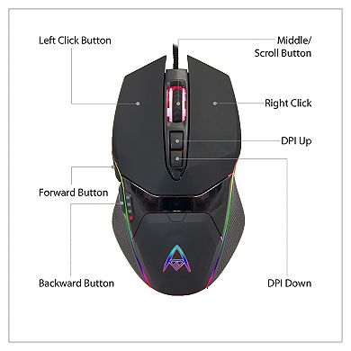 Adesso iMouse X5 RGB Color 7-button Illuminated Gaming Mouse