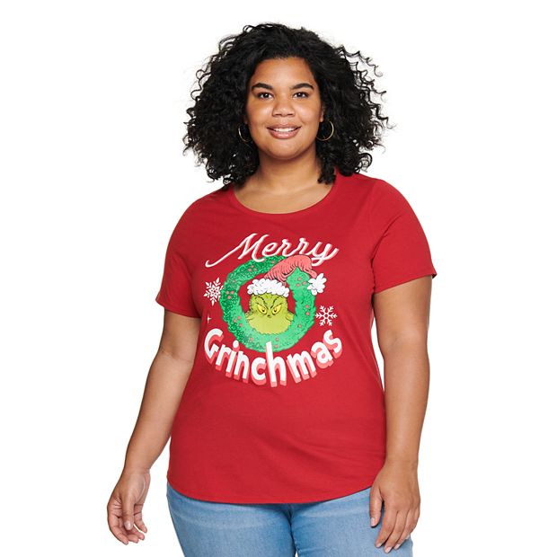 Plus Size Dr. Seuss The Grinch Merry Grinchmas Graphic Tee