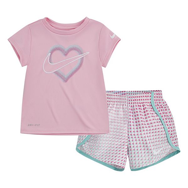 Toddler Girl Nike Dri-FIT Heart Tee & Shorts Set