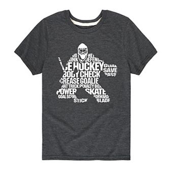 Boys 8-20 Hockey Words Silhouette Tee