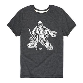 Boys 8-20 Hockey Words Silhouette Tee
