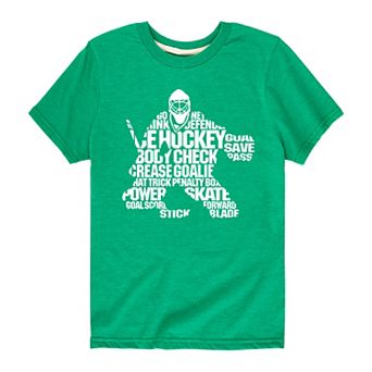 Boys 8-20 Hockey Words Silhouette Tee