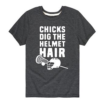 Boys 8-20 Chicks Dig Helmet Hair Lacross Graphic Tee