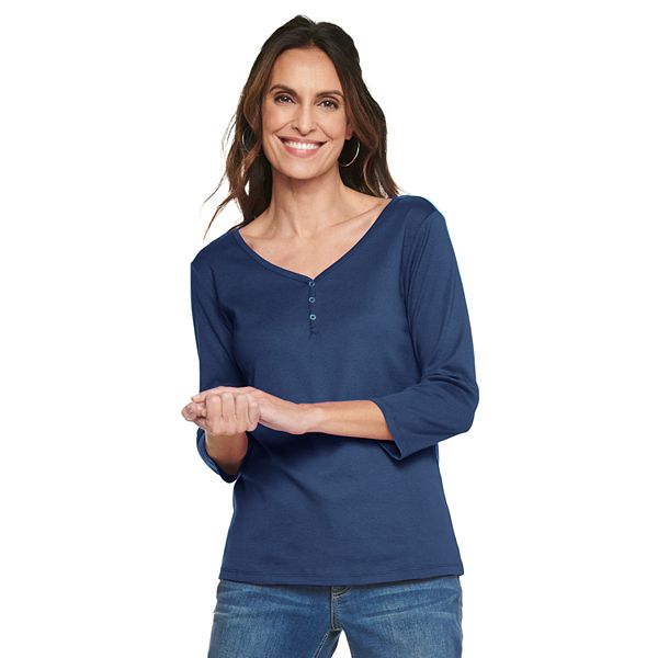 Women's Croft & Barrow® Ribbed Henley Top