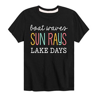 Boys 8-20 Boat Waves Sun Rays Lake Days Tee