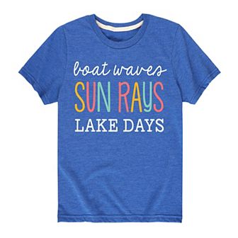 Boys 8-20 Boat Waves Sun Rays Lake Days Tee