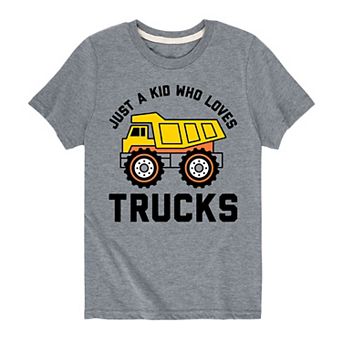 Boys 8-20 Just A Kid Who Loves Trucks Tee
