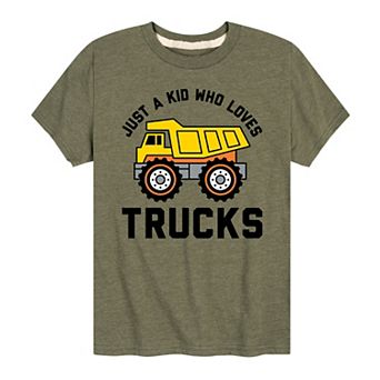 Boys 8-20 Just A Kid Who Loves Trucks Tee