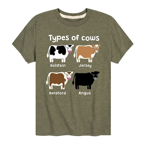 Boys 8-20 Types of Cows Tee