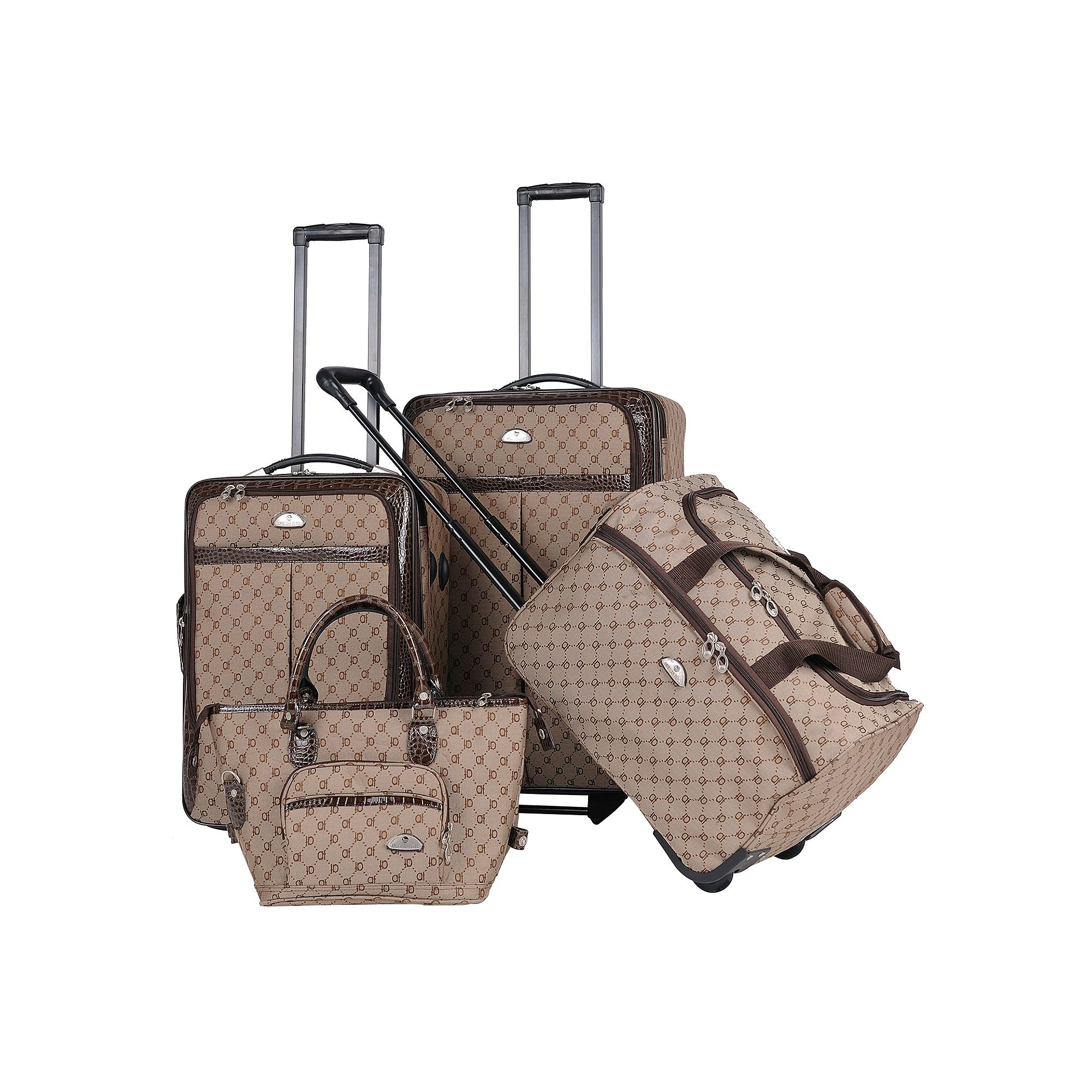 American Flyer AF Signature 4-Piece Luggage Set, Brown