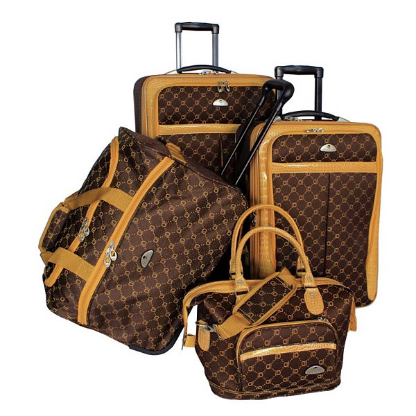 American Flyer AF Signature 4-Piece Luggage Set - chocolate gold