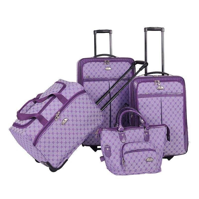American Flyer AF Signature 4-Piece Luggage Set, Purple, 4 PC SET