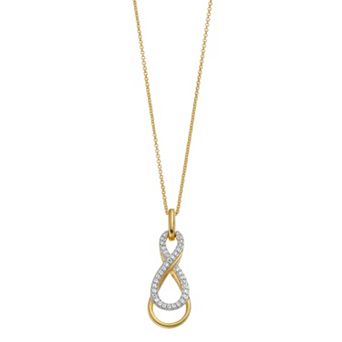 14k Gold Over Silver 1/10 Carat T.W. Diamond Infinity Pendant Necklace