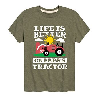 Boys 8-20 Better on Papa's Tractor Graphic Tee