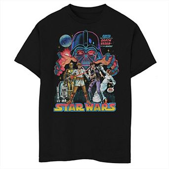 Boys 8-20 Star Wars: A New Hope Cast Vader Battle Comic Cover Tee