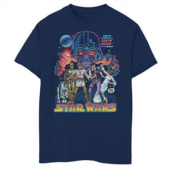 Boys 8-20 Star Wars: A New Hope Cast Vader Battle Comic Cover Tee